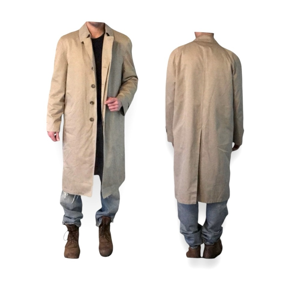 Sz40R London Fog Men's Khaki Trench Coat Un-lined Vintage Perfect Condition NWOT